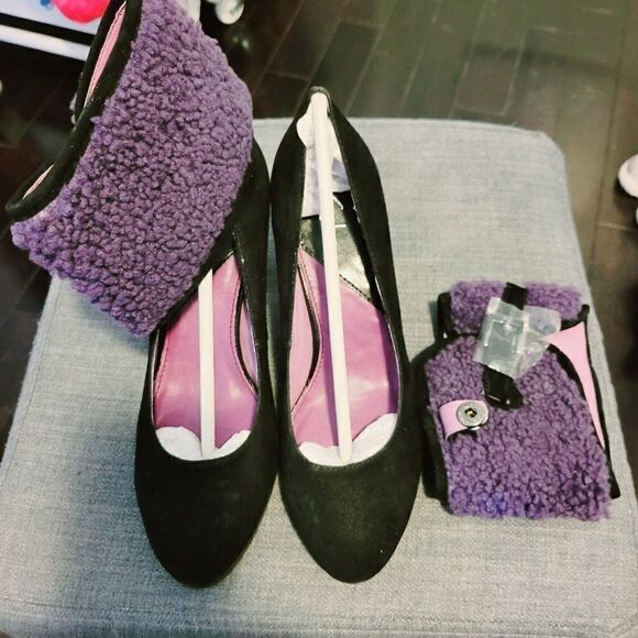 Brand new purple & black 2 in 1 heels shoes - Picture 4 of 6